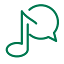 The logo for SongSquad.app. A music note and a chat symbol overlapping.